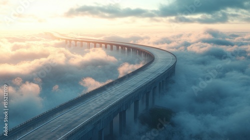 Retro city freeway in the clouds