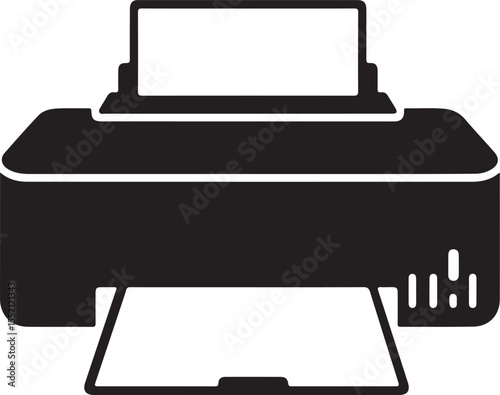 Black Printer Icon Vector In Clean Silhouette Format