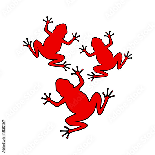 Frog silhouettes isolated on white background. Vector illustration. Eps 10.