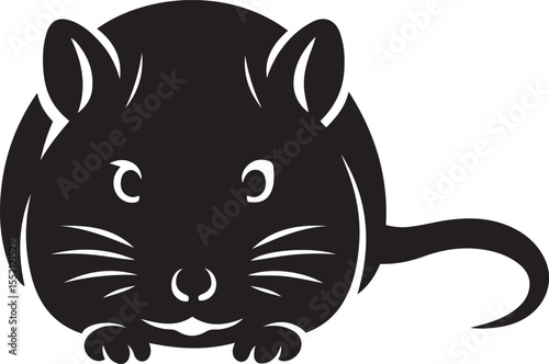 Mouse silhouette black simple vector design, Small rodent in clean minimal art