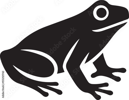 Frog silhouette simple design black and white, Minimalist frog drawing for vector use