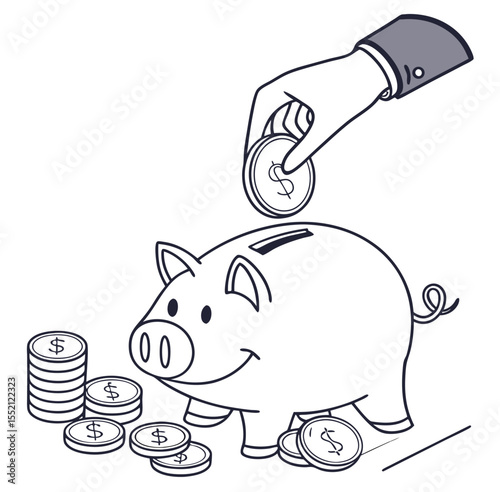 piggy bank and coins
