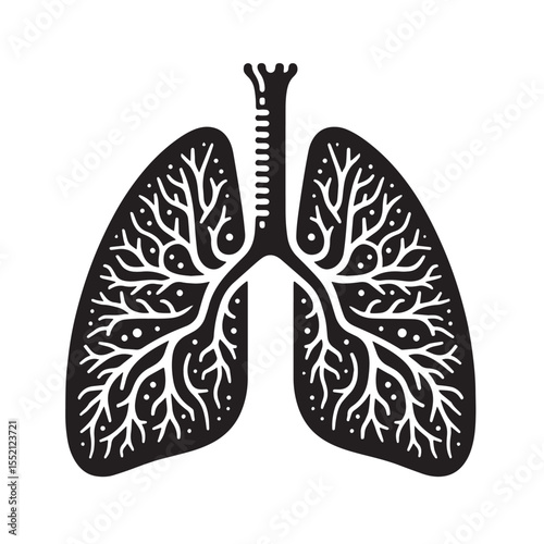 Black Lungs icon Silhouette Vector, High Quality Illustration on White Background