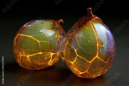 Sci-fi inspired mango, translucent with luminous veins inside