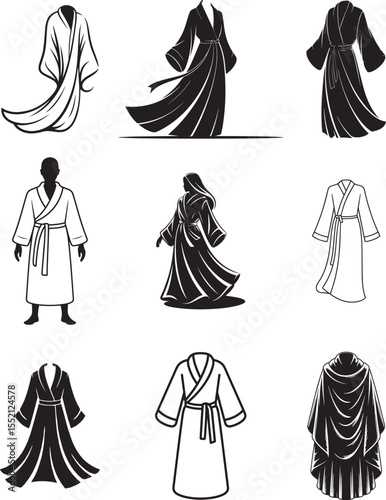 Robe Silhouette Line Art | Black & White Vector Icon