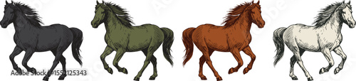 A Horse running on sport races vector sketch art.