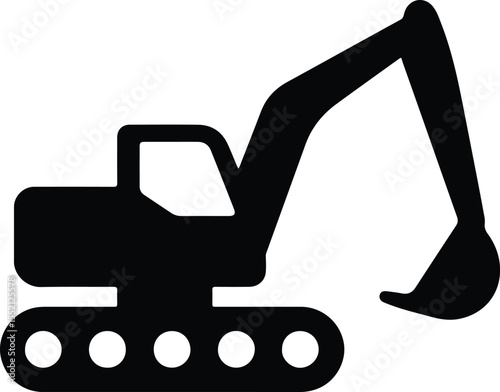 Silhouette Excavator construction machinery heavy equipment Vector Illustration