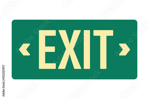 Green EXIT Sign with Yellow Text and Directional Arrows – Safety and Wayfinding Symbol - High Quality Vectorial Stock Image