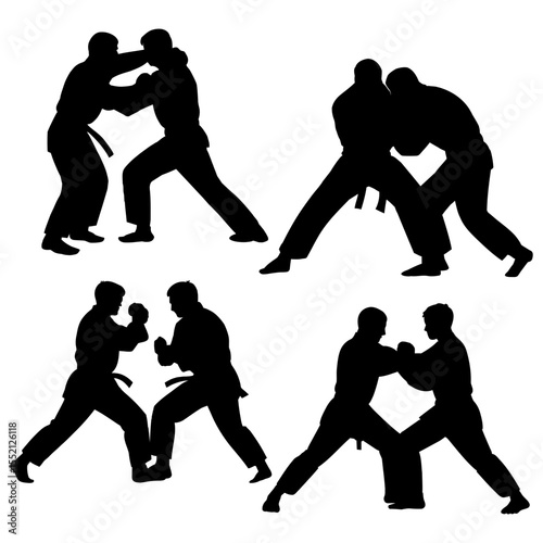 Silhouettes of martial arts practitioners