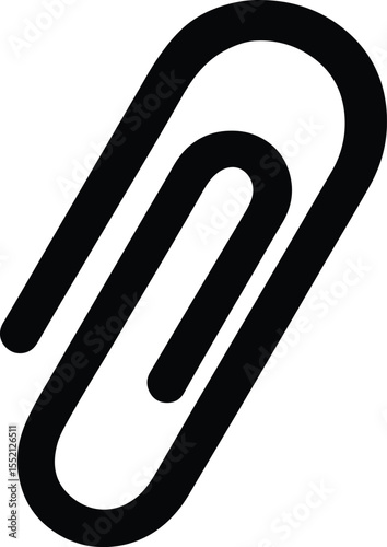 Silhouette simple paper clip fastening object design Vector Illustration