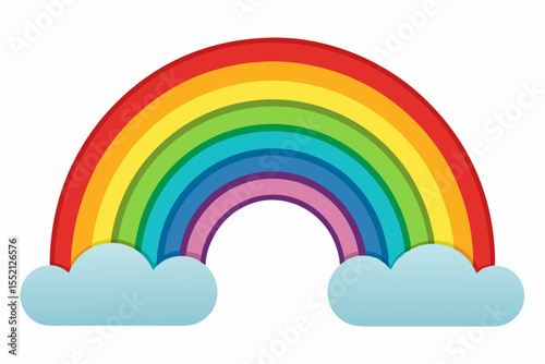 rainbow and clouds vector illustration, 