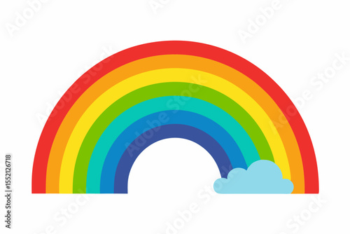 rainbow and clouds vector illustration, 