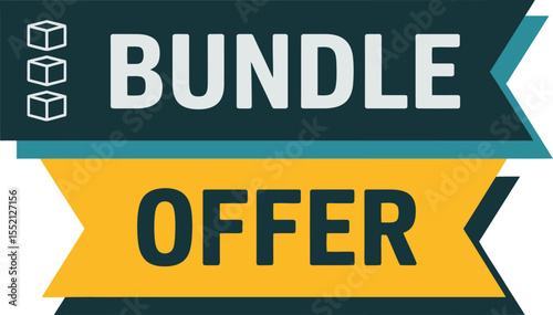 Eye Catching Bundle Offer Graphic Featuring Geometric Shapes with Boxes Conveying Discount and Savings Opportunities for Customers and Shoppers