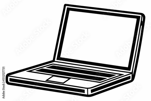 Simple Black Outline Laptop Vector Design for Business and Education Resources