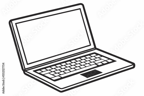 Minimalist Laptop Outline Vector Art for Digital Marketing and Design Projects