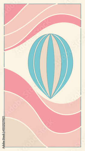 Pastel balloon design with flowing abstract shapes on a creamy white background