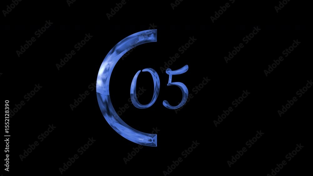 Abstract Blue Digital Countdown Animation on Transparent Background