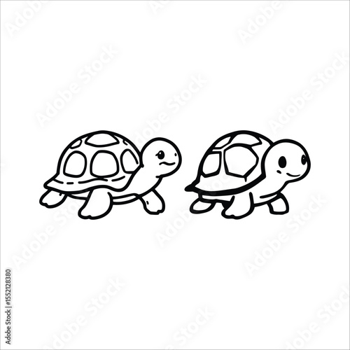 Turtle Twins – Representation of Gentle Creatures, Nature’s Charm, and Cartoon Playfulness Vector Illustration