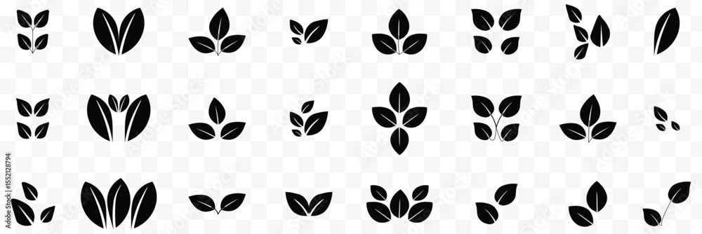 Fototapeta premium Set of blacks leaf icons. Black color. Leaves black color icon logo. Ecology. Vector illustration. eps 10