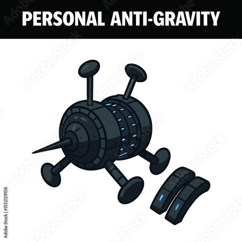 Cartoon Personal Anti-Gravity Device – Sci-Fi Levitation Gadget Illustration