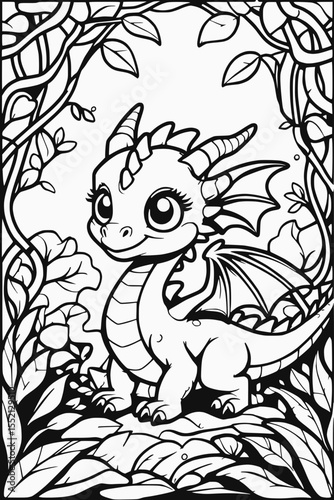 Ausmalbild Drache für Kinder – Schwarz-weißes Motiv zum Ausdrucken und Ausmalen