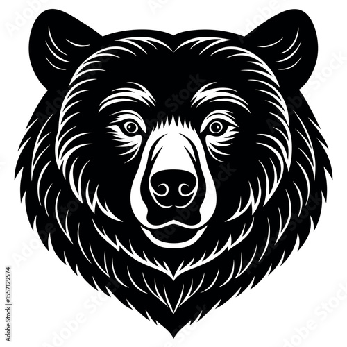 Strong Bear Head Vector Design on White Background