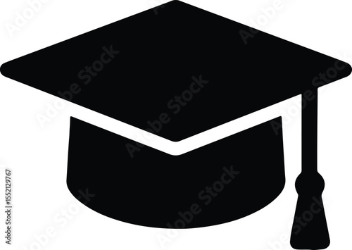 Silhouette graduation cap academic mortarboard education simple Vector Illustration