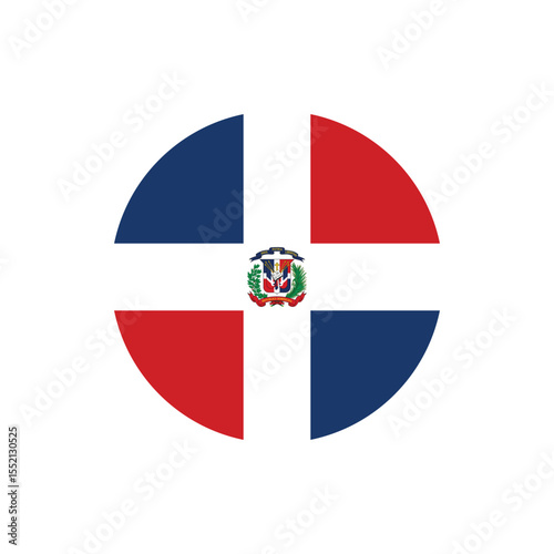 Dominican Republic Flag Button, Round Dominican Republic flag icon, Dominican Republic flag badge Vector