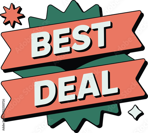 Retro Style Best Deal Advertisement Featuring Bold Text and Geometric Shapes for Eye Catching Promotion and Marketing Materials