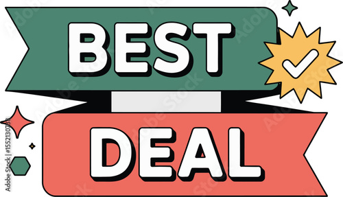Retro Best Deal Illustration with Banners and Stars Offers and Promotions for Commercial Advertising and Marketing Campaigns