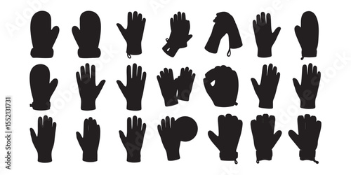 Assorted winter glove and mitten silhouettes protective handwear collection