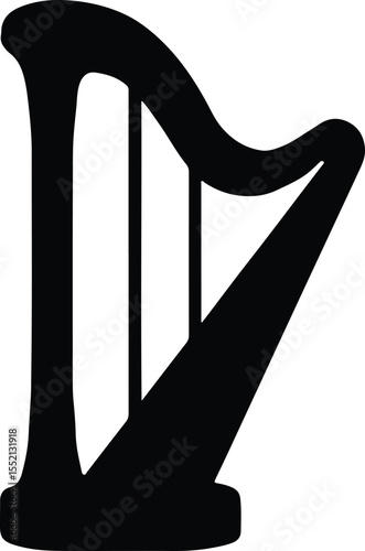 Silhouette harp musical instrument concert stage orchestral music Vector Illustration