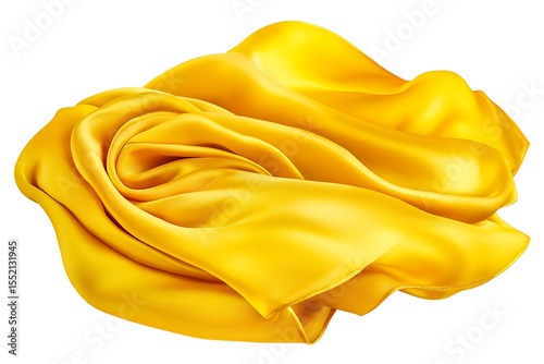 A vibrant yellow silk fabric with smooth folds and realistic golden highlights.