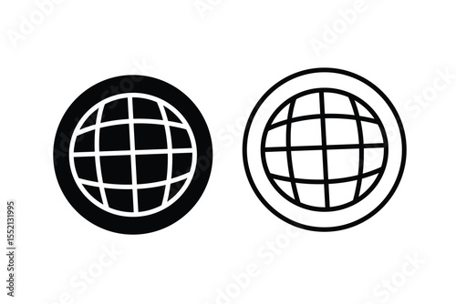 globe in the form of a globe, website icon black white line art and vector illustrations design 