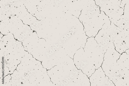 Cracked White Concrete Texture Background. Grunge Urban Wall Surface. Vintage Distressed Cement Pattern. Vector Illustration for Industrial Design, Construction, Architecture, Poster, Banner, Web
