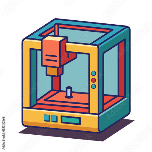 Modern 3d printer with colorful geometric design and clean lines