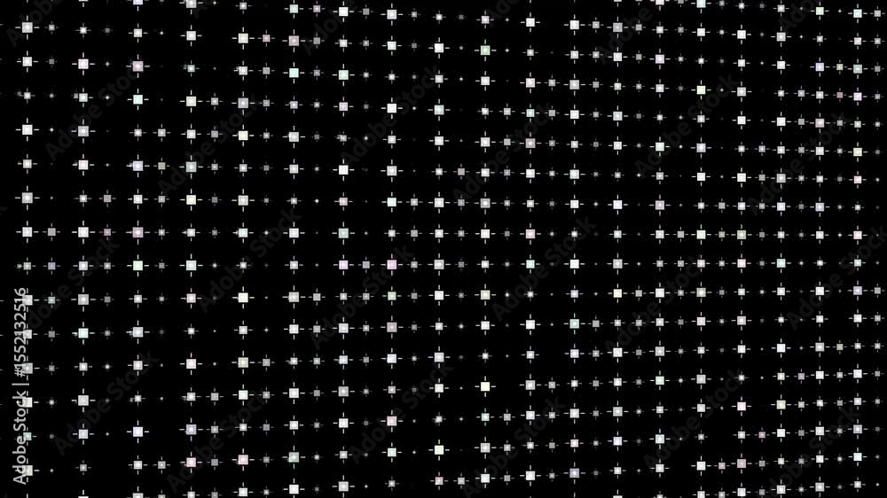 Abstract motion graphic background, white flickering or blink dots on black background