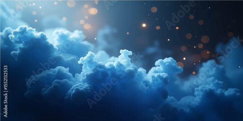 Bright blue sky with scattered white clouds, a beautiful and clear view of nature's summer light