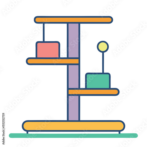 Modern multi level cat tree with playful elements and cozy perches