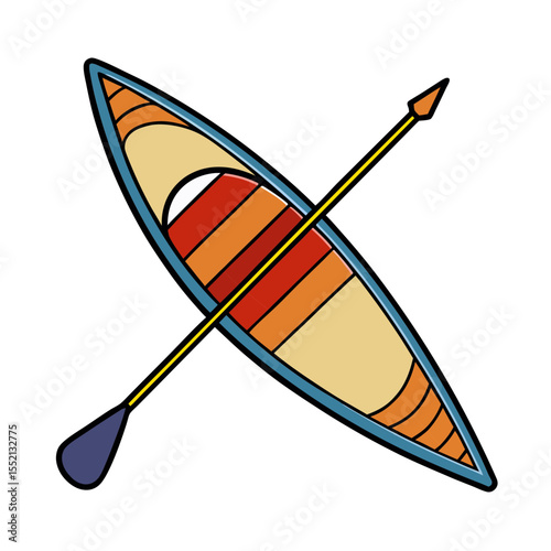 Colorful kayak and paddle illustration for outdoor adventures