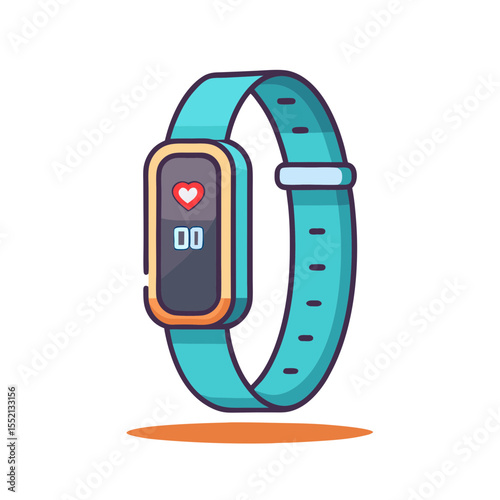 Modern teal fitness tracker with heart rate monitor display