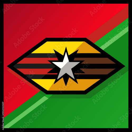 Stylized geometric flag design with star and stripes