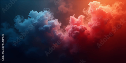 Vibrant blue sky with fluffy white clouds and bright sun, reflecting nature's serene and dynamic weather
