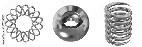 3D Chrome Metallic Abstract Shape Objects, 3d rendering steel gradient shape design element, futuristic, shiny design