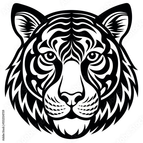 Fierce Tiger Head Vector on White Background