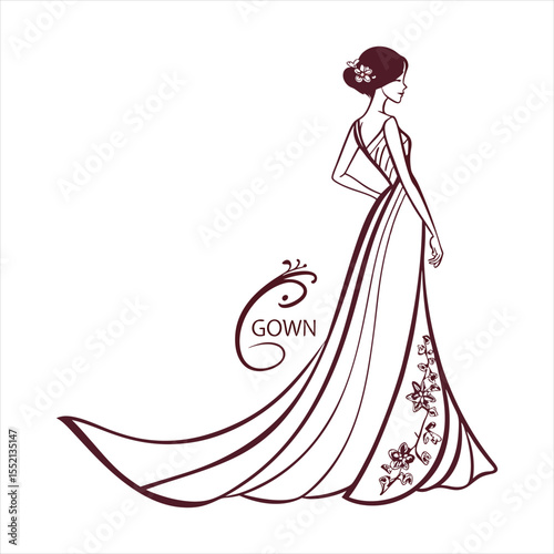 girls or ladies fashionable gown ,western logo design