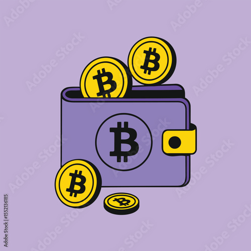 Bitcoin Cryptocurrency Digital Wallet Illustration