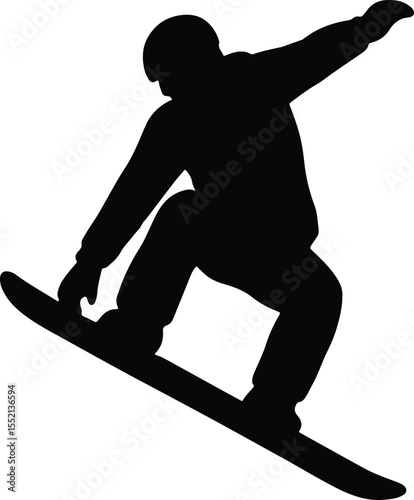 Silhouette snowboarder performing trick extreme sport activity Vector Illustration