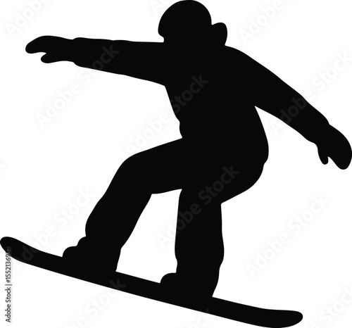 Silhouette snowboarder performing trick in snowboarding sport Vector Illustration