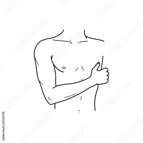 Black line icon of full human arm from shoulder to fingers shown in natural bend